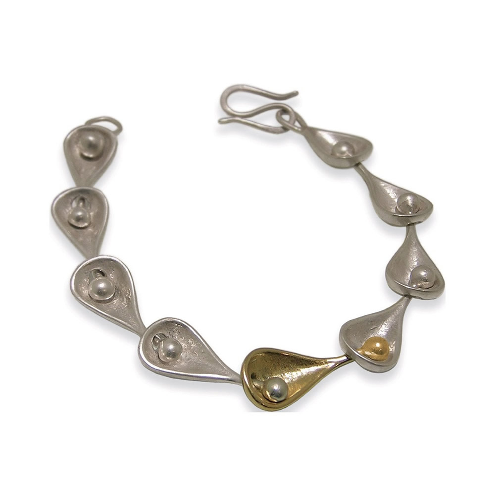 Silver Pod bracelet with gold link